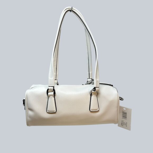 Steve Madden White Barrel Satchel Shoulder Bag Tassel Charm New With Tags - Picture 2 of 9